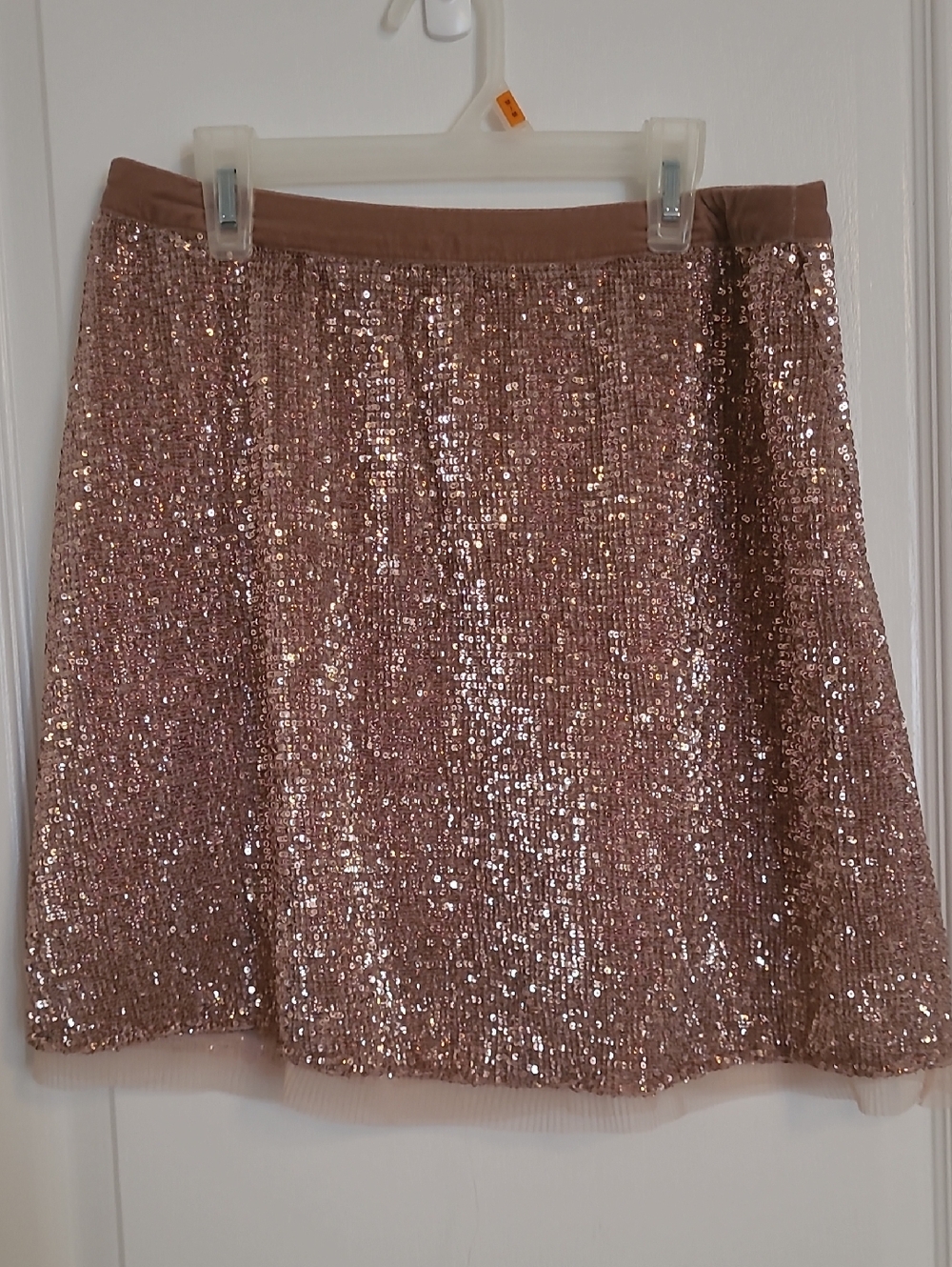 Free People Rose Gold Sequin A-Line Skirt